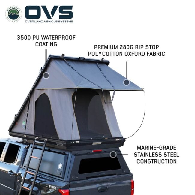 OVS Excursion Truck Bed Camper Shell w/ Rooftop Tent for 2009+ Ram 2500/3500 (6'4" Bed) (70300022)