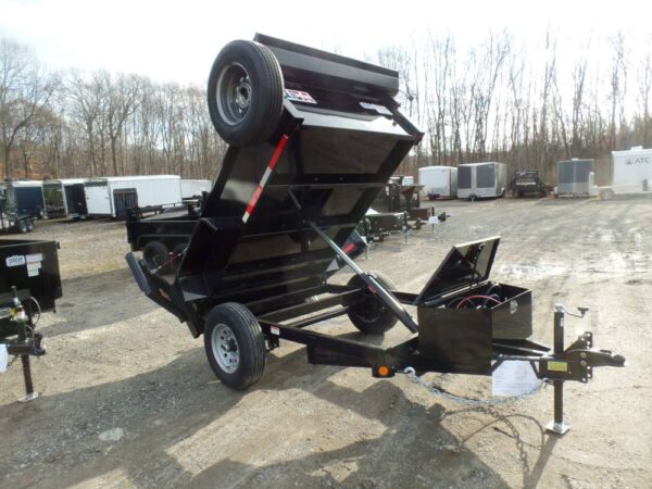 Dump Trailer, 5X8 Single Axle rated 6,000 lb  GVWR, Payload rated 5,140 lbs , Barn Doors on Back, Spare Tire mounted 